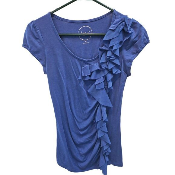 Inc International Concepts Inc Blue Ruffle Top Size M - Picture 1 of 3